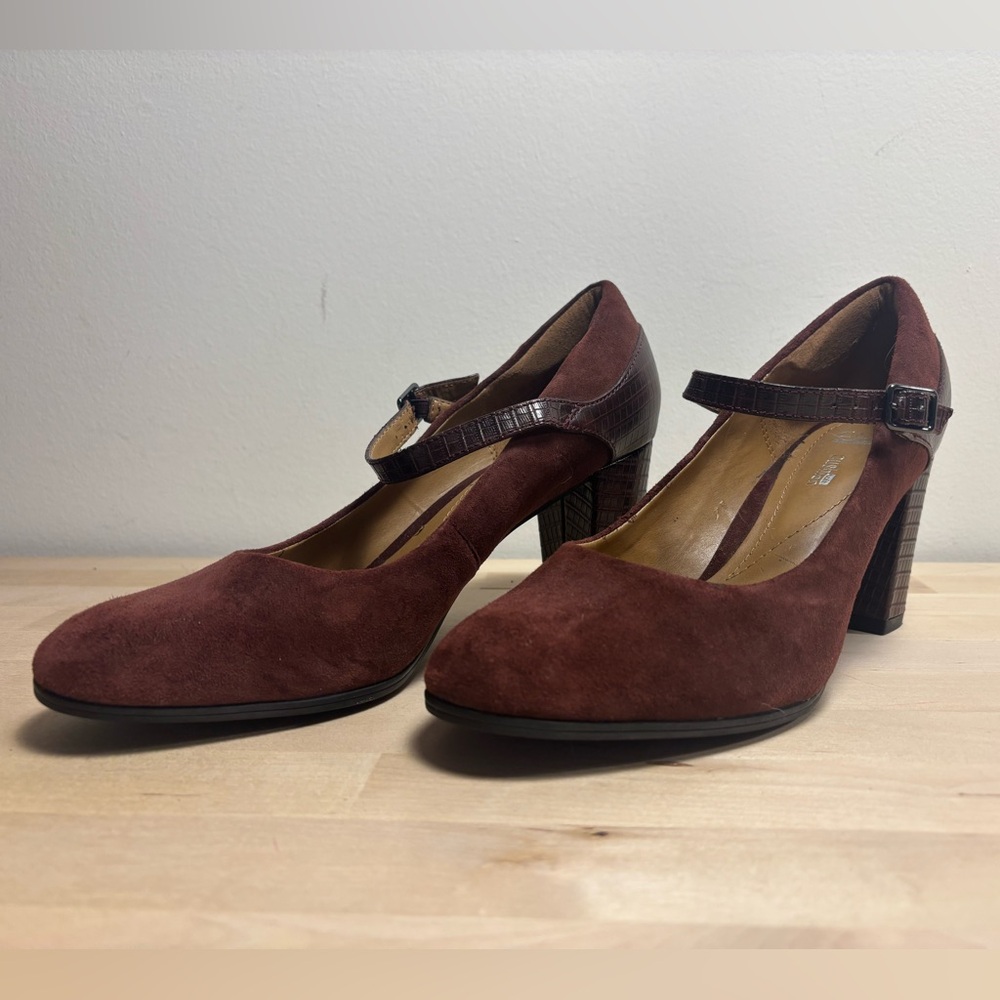 Maroon Suede Mary Jane Heels